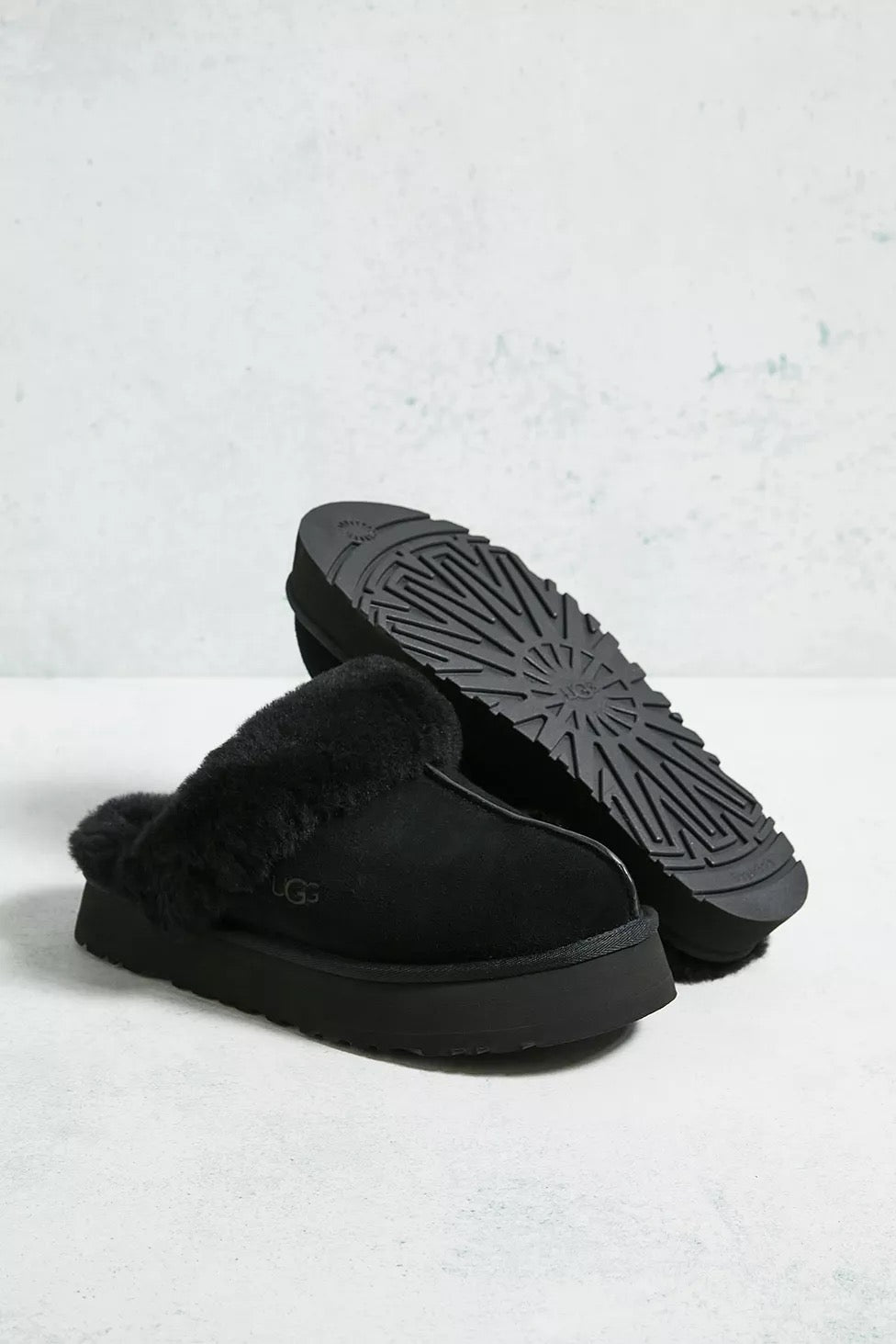 UGG Black Disquette Platform Slippers (UK size)