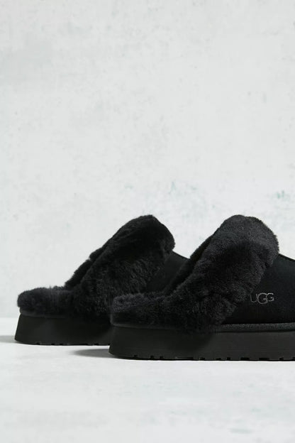 UGG Black Disquette Platform Slippers (UK size)