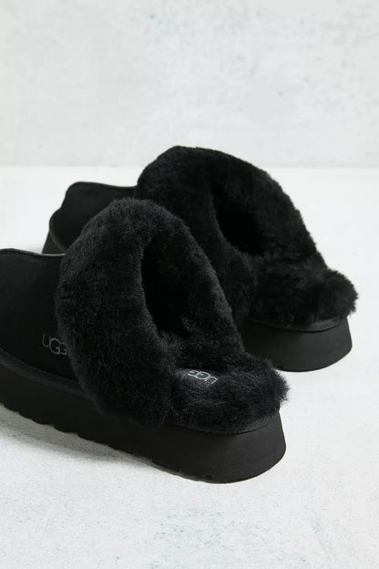 UGG Black Disquette Platform Slippers (UK size)