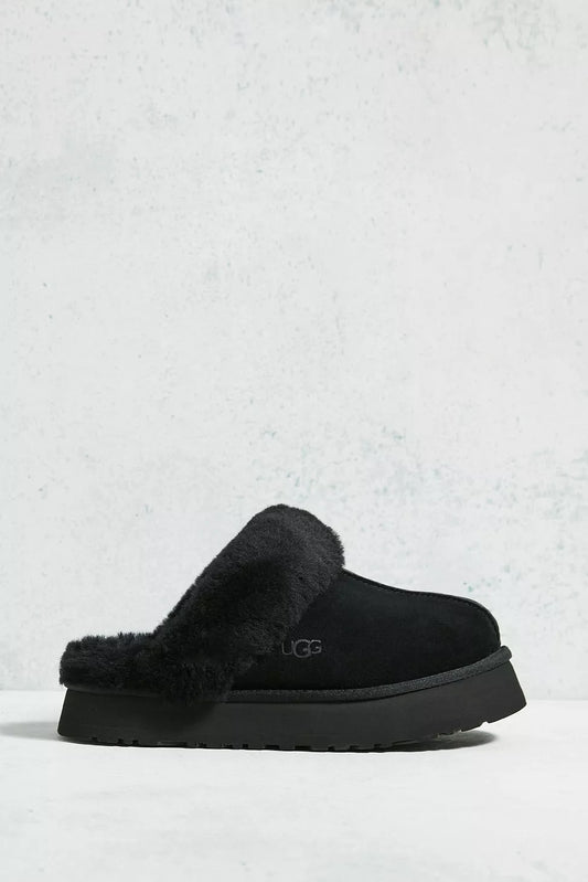 UGG Black Disquette Platform Slippers (UK size)